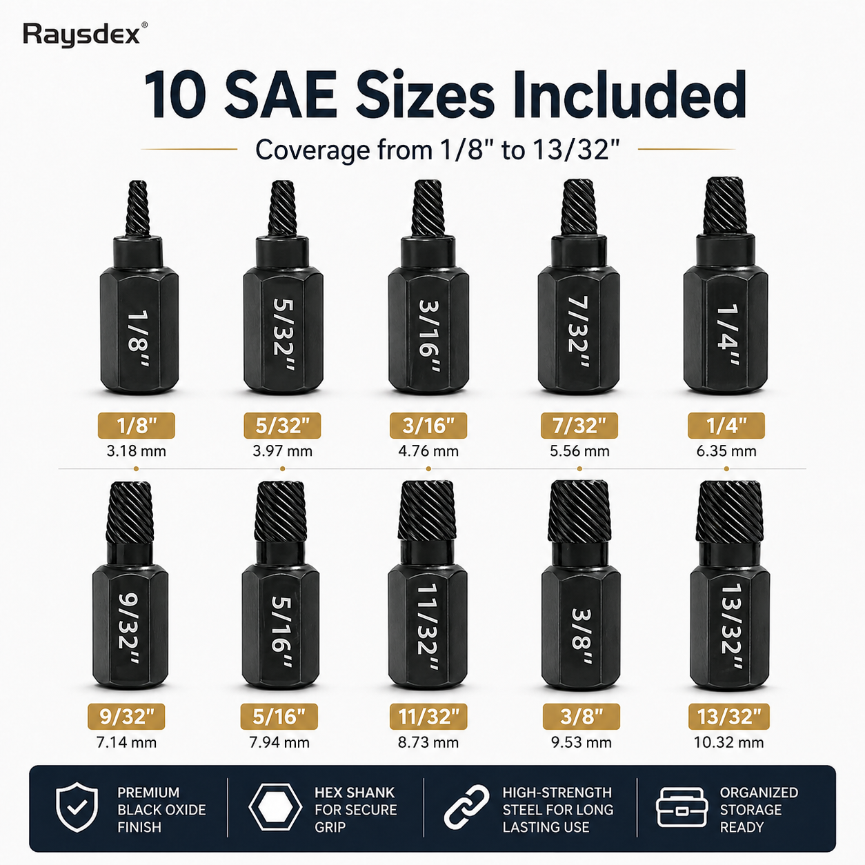 10-Piece Damaged Screw Extractor Set