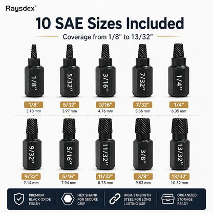 10-Piece Damaged Screw Extractor Set
